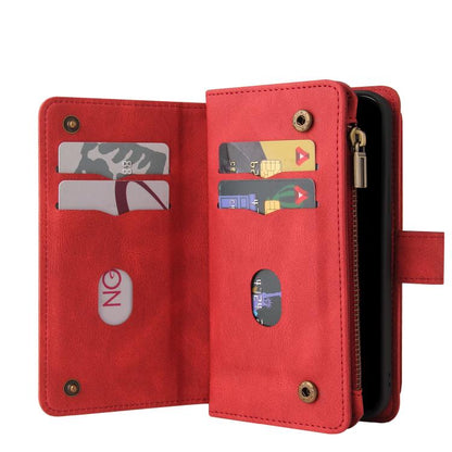 Skin Feel Multi Card Slots Zipper Wallet Leather Phone Case, For iPhone 18 Pro / 17 Pro, For iPhone 18 Pro Max / 17 Pro Max, For iPhone 17e / 16e, For iPhone 17, For iPhone Air, For iPhone 16 Pro Max, For iPhone 16 Pro, For iPhone 16 Plus, For iPhone 16