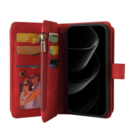 Skin Feel Multi Card Slots Zipper Wallet Leather Phone Case, For iPhone 18 Pro / 17 Pro, For iPhone 18 Pro Max / 17 Pro Max, For iPhone 17e / 16e, For iPhone 17, For iPhone Air, For iPhone 16 Pro Max, For iPhone 16 Pro, For iPhone 16 Plus, For iPhone 16