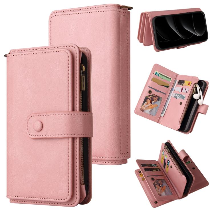 Skin Feel Multi Card Slots Zipper Wallet Leather Phone Case, For iPhone 17e / 16e, For iPhone 17 Pro Max, For iPhone 17 Pro, For iPhone 17, For iPhone Air, For iPhone 16 Pro Max, For iPhone 16 Pro, For iPhone 16 Plus, For iPhone 16