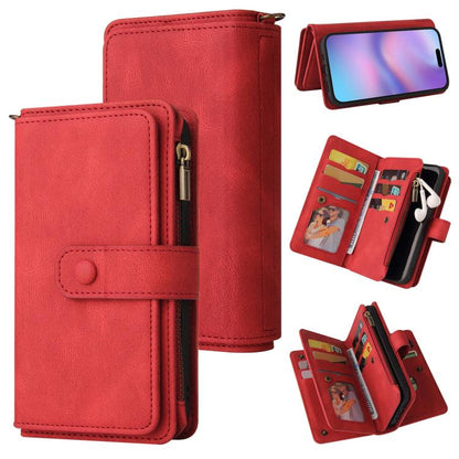 Skin Feel Multi Card Slots Zipper Wallet Leather Phone Case, For iPhone 17e / 16e, For iPhone 17 Pro Max, For iPhone 17 Pro, For iPhone 17, For iPhone Air, For iPhone 16 Pro Max, For iPhone 16 Pro, For iPhone 16 Plus, For iPhone 16