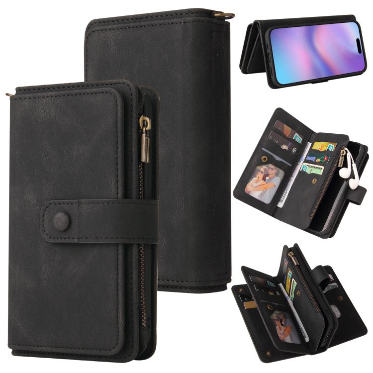 Skin Feel Multi Card Slots Zipper Wallet Leather Phone Case, For iPhone 17e / 16e, For iPhone 17 Pro Max, For iPhone 17 Pro, For iPhone 17, For iPhone Air, For iPhone 16 Pro Max, For iPhone 16 Pro, For iPhone 16 Plus, For iPhone 16
