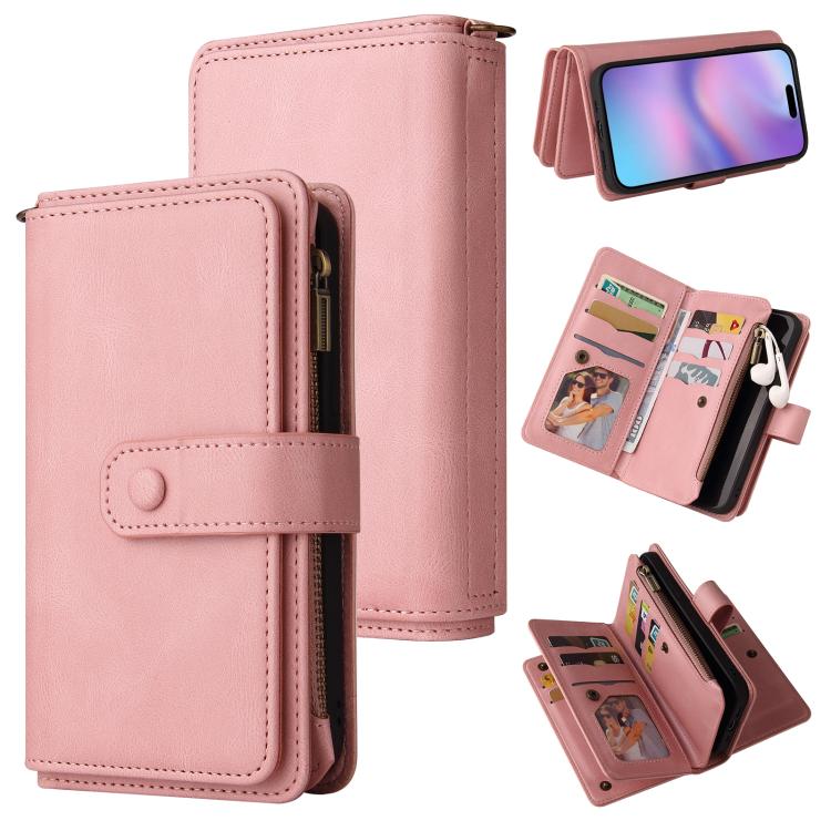 Skin Feel Multi Card Slots Zipper Wallet Leather Phone Case, For iPhone 17e / 16e, For iPhone 17 Pro Max, For iPhone 17 Pro, For iPhone 17, For iPhone Air, For iPhone 16 Pro Max, For iPhone 16 Pro, For iPhone 16 Plus, For iPhone 16