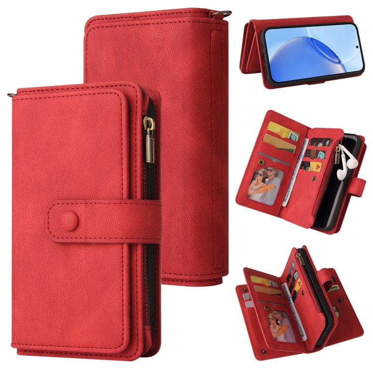 Skin Feel Multi Card Slots Zipper Wallet Leather Phone Case, For Realme 16T 5G, For Realme 16 Pro+ 5G, For Realme 16 Pro 5G, For Realme C63 / C61 / Note 60