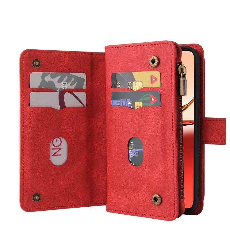 Skin Feel Multi Card Slots Zipper Wallet Leather Phone Case, For Realme 16T 5G, For Realme 16 Pro+ 5G, For Realme 16 Pro 5G, For Realme C63 / C61 / Note 60