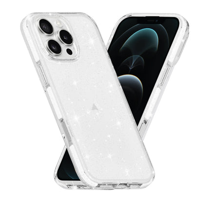 Dual Color Clear Glitter TPU + TPE Full Coverage Phone Case, For iPhone 18 Pro / 17 Pro, For iPhone 18 Pro Max / 17 Pro Max, For iPhone 17, For iPhone Air, For iPhone 16 Pro Max, For iPhone 16 Pro, For iPhone 16 Plus, For iPhone 16, For iPhone 15 Pro M...