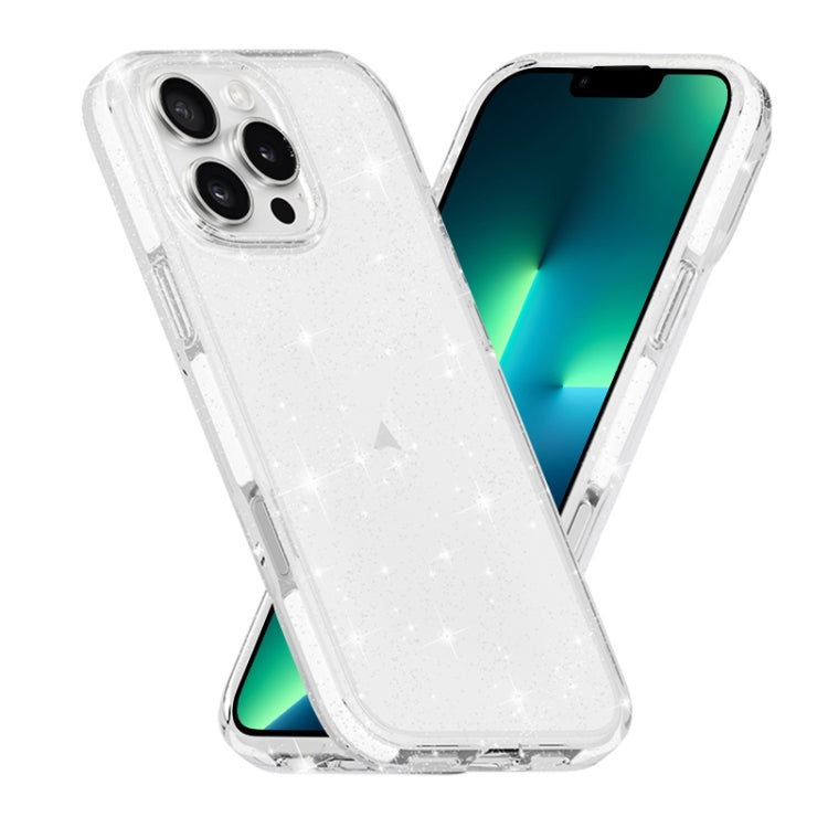 Dual Color Clear Glitter TPU + TPE Full Coverage Phone Case, For iPhone 18 Pro / 17 Pro, For iPhone 18 Pro Max / 17 Pro Max, For iPhone 17, For iPhone Air, For iPhone 16 Pro Max, For iPhone 16 Pro, For iPhone 16 Plus, For iPhone 16, For iPhone 15 Pro M...