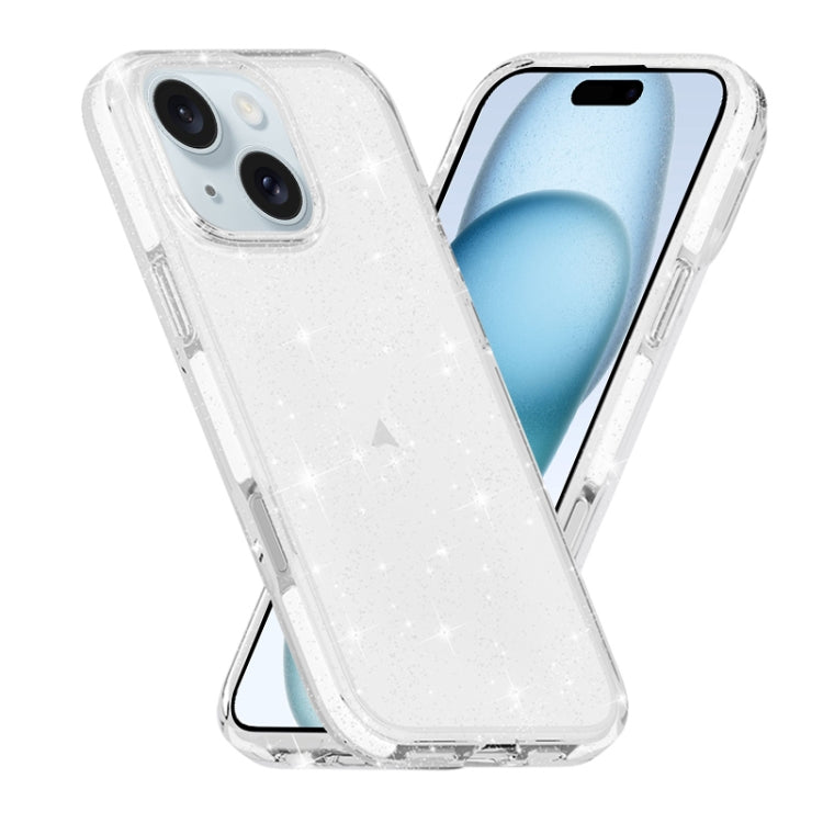 Dual Color Clear Glitter TPU + TPE Full Coverage Phone Case, For iPhone 18 Pro / 17 Pro, For iPhone 18 Pro Max / 17 Pro Max, For iPhone 17, For iPhone Air, For iPhone 16 Pro Max, For iPhone 16 Pro, For iPhone 16 Plus, For iPhone 16, For iPhone 15 Pro M...