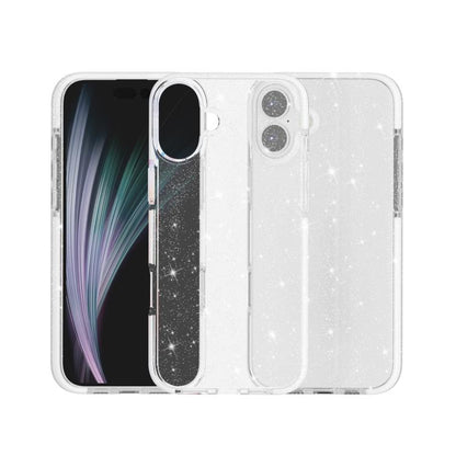 Dual Color Clear Glitter TPU + TPE Full Coverage Phone Case, For iPhone 18 Pro / 17 Pro, For iPhone 18 Pro Max / 17 Pro Max, For iPhone 17, For iPhone Air, For iPhone 16 Pro Max, For iPhone 16 Pro, For iPhone 16 Plus, For iPhone 16, For iPhone 15 Pro M...