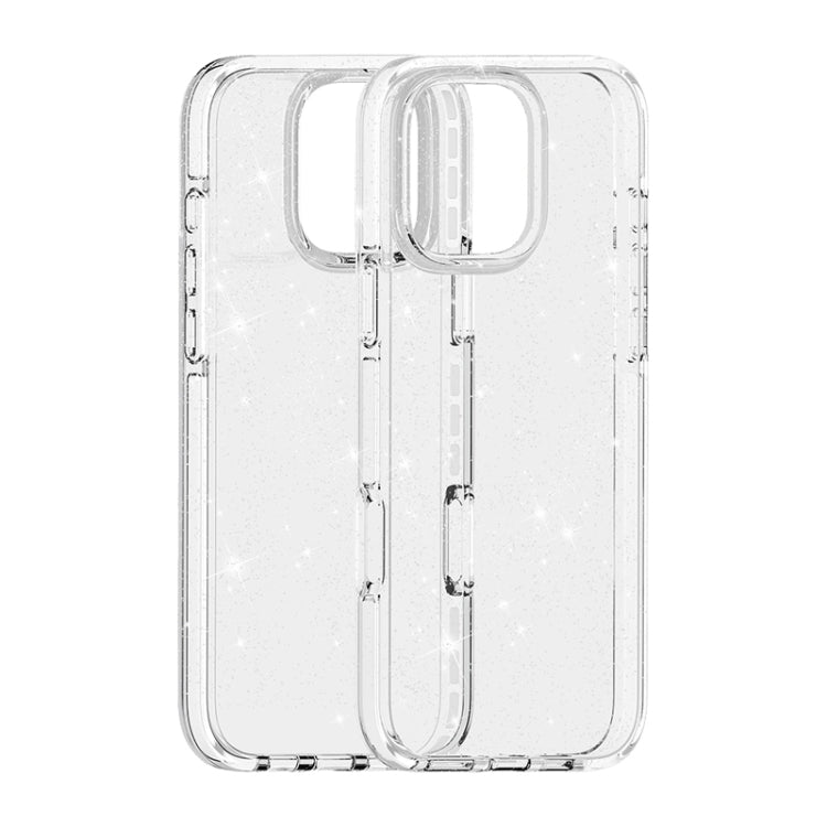 Dual Color Clear Glitter TPU + TPE Full Coverage Phone Case, For iPhone 18 Pro / 17 Pro, For iPhone 18 Pro Max / 17 Pro Max, For iPhone 17, For iPhone Air, For iPhone 16 Pro Max, For iPhone 16 Pro, For iPhone 16 Plus, For iPhone 16, For iPhone 15 Pro M...