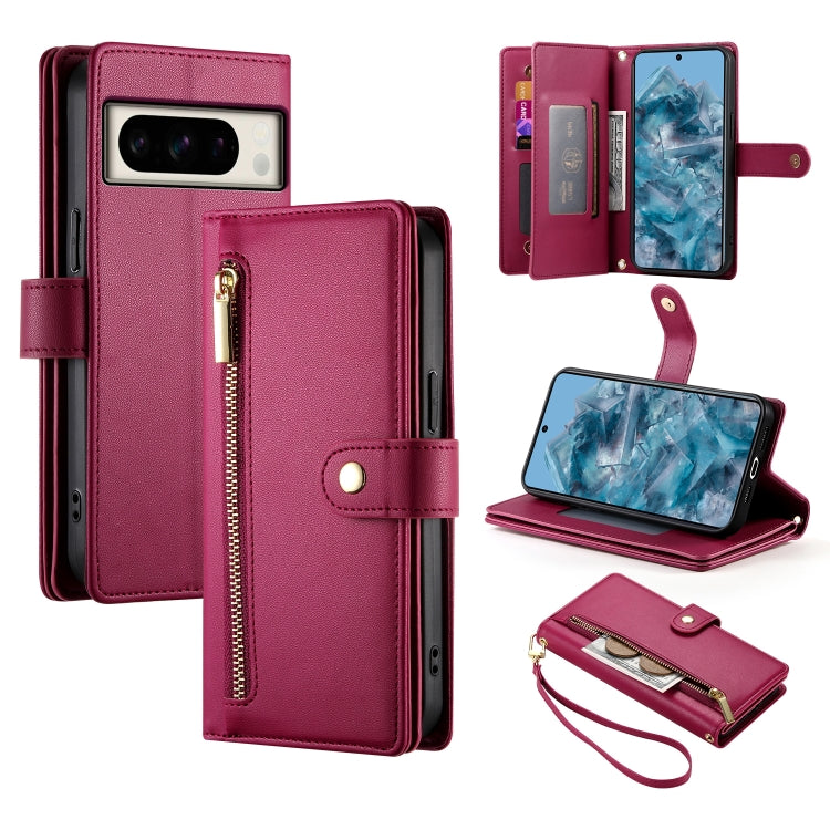 Nine Card-slot Zipper Wallet Bag Leather Phone Case, For Google Pixel 11 Pro XL, For Google Pixel 11 / Pixel 11 Pro, For Google Pixel 10a, For Google Pixel 9a, For Google Pixel 9 Pro XL, For Google Pixel 9 / 9 Pro, For Google Pixel 8a                  ...