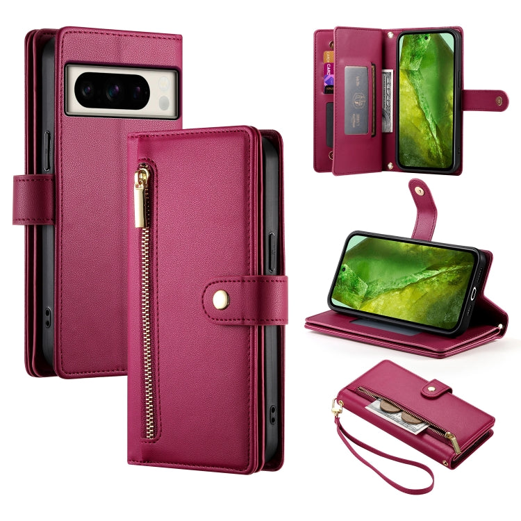 Nine Card-slot Zipper Wallet Bag Leather Phone Case, For Google Pixel 11 Pro XL, For Google Pixel 11 / Pixel 11 Pro, For Google Pixel 10a, For Google Pixel 9a, For Google Pixel 9 Pro XL, For Google Pixel 9 / 9 Pro, For Google Pixel 8a                  ...