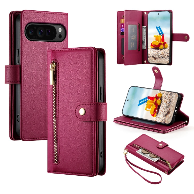 Nine Card-slot Zipper Wallet Bag Leather Phone Case, For Google Pixel 11 Pro XL, For Google Pixel 11 / Pixel 11 Pro, For Google Pixel 10a, For Google Pixel 9a, For Google Pixel 9 Pro XL, For Google Pixel 9 / 9 Pro, For Google Pixel 8a                  ...