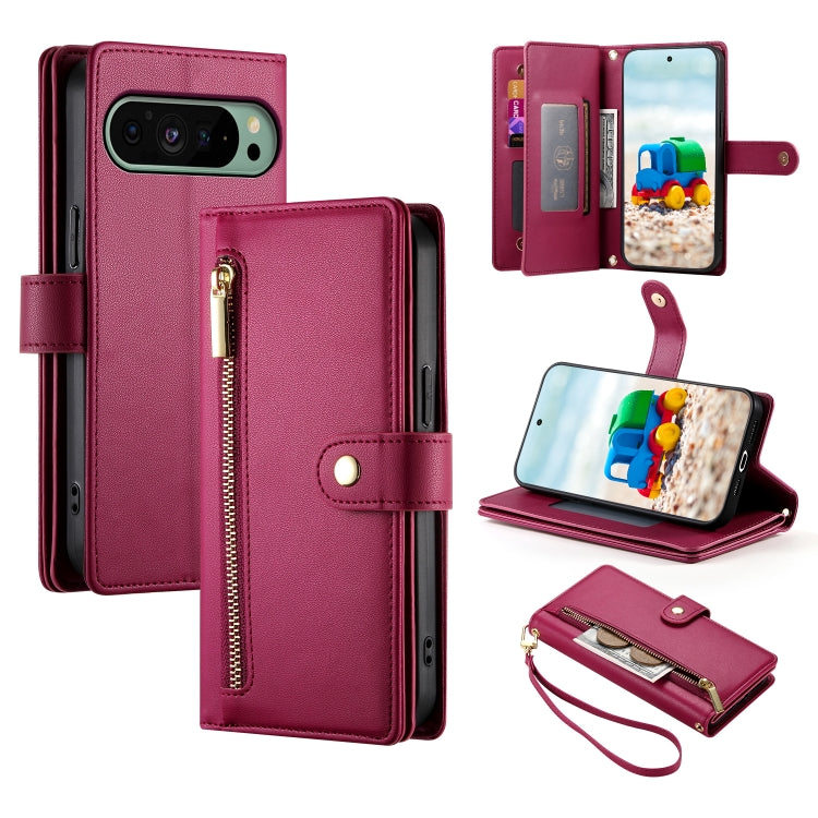 Nine Card-slot Zipper Wallet Bag Leather Phone Case, For Google Pixel 11 Pro XL, For Google Pixel 11 / Pixel 11 Pro, For Google Pixel 10a, For Google Pixel 9a, For Google Pixel 9 Pro XL, For Google Pixel 9 / 9 Pro, For Google Pixel 8a                  ...