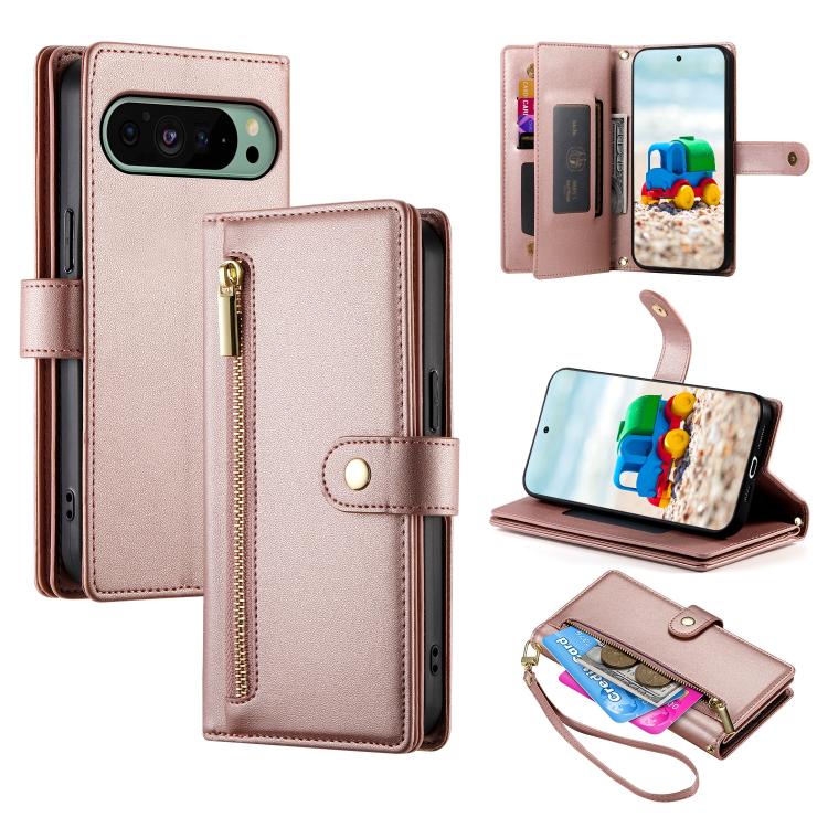 Nine Card-slot Zipper Wallet Bag Leather Phone Case, For Google Pixel 11 Pro XL, For Google Pixel 11 / Pixel 11 Pro, For Google Pixel 10a, For Google Pixel 9a, For Google Pixel 9 Pro XL, For Google Pixel 9 / 9 Pro, For Google Pixel 8a                  ...