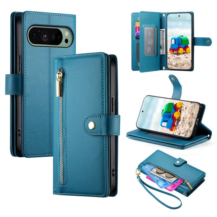 Nine Card-slot Zipper Wallet Bag Leather Phone Case, For Google Pixel 11 Pro XL, For Google Pixel 11 / Pixel 11 Pro, For Google Pixel 10a, For Google Pixel 9a, For Google Pixel 9 Pro XL, For Google Pixel 9 / 9 Pro, For Google Pixel 8a                  ...