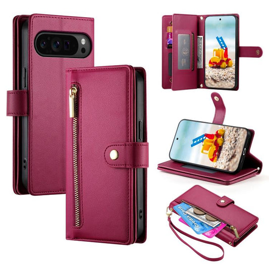 Nine Card-slot Zipper Wallet Bag Leather Phone Case, For Google Pixel 11 Pro XL, For Google Pixel 11 / Pixel 11 Pro, For Google Pixel 10a, For Google Pixel 9a, For Google Pixel 9 Pro XL, For Google Pixel 9 / 9 Pro, For Google Pixel 8a                  ...
