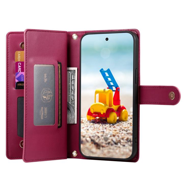 Nine Card-slot Zipper Wallet Bag Leather Phone Case, For Google Pixel 11 Pro XL, For Google Pixel 11 / Pixel 11 Pro, For Google Pixel 10a, For Google Pixel 9a, For Google Pixel 9 Pro XL, For Google Pixel 9 / 9 Pro, For Google Pixel 8a                  ...