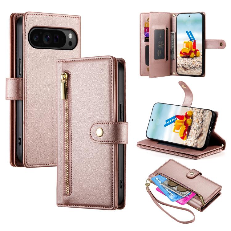 Nine Card-slot Zipper Wallet Bag Leather Phone Case, For Google Pixel 11 Pro XL, For Google Pixel 11 / Pixel 11 Pro, For Google Pixel 10a, For Google Pixel 9a, For Google Pixel 9 Pro XL, For Google Pixel 9 / 9 Pro, For Google Pixel 8a                  ...