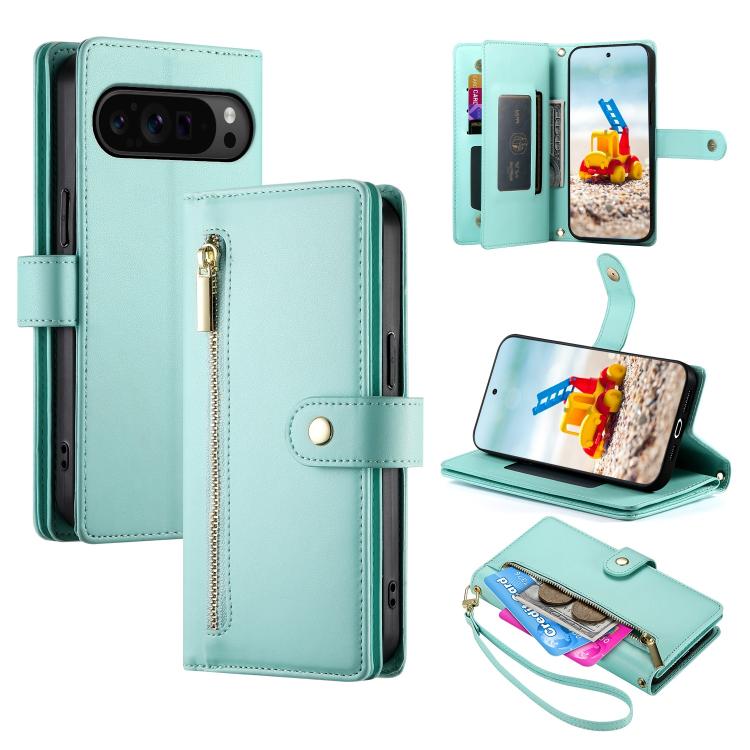 Nine Card-slot Zipper Wallet Bag Leather Phone Case, For Google Pixel 11 Pro XL, For Google Pixel 11 / Pixel 11 Pro, For Google Pixel 10a, For Google Pixel 9a, For Google Pixel 9 Pro XL, For Google Pixel 9 / 9 Pro, For Google Pixel 8a                  ...