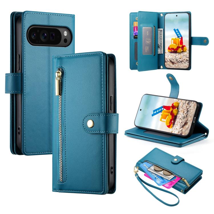 Nine Card-slot Zipper Wallet Bag Leather Phone Case, For Google Pixel 11 Pro XL, For Google Pixel 11 / Pixel 11 Pro, For Google Pixel 10a, For Google Pixel 9a, For Google Pixel 9 Pro XL, For Google Pixel 9 / 9 Pro, For Google Pixel 8a                  ...