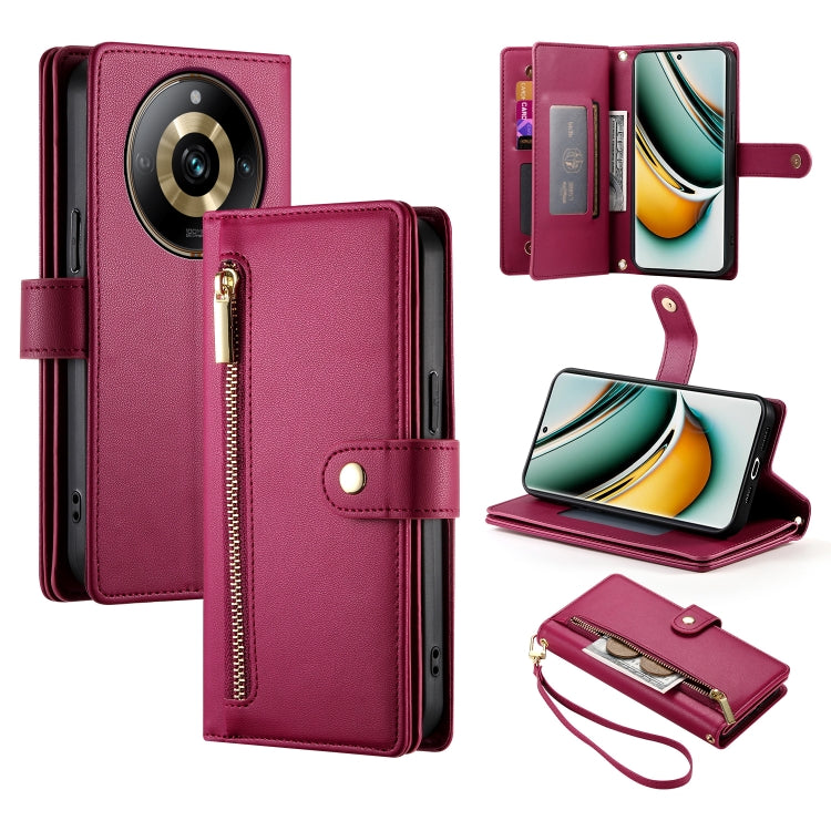 Nine Card-slot Zipper Wallet Bag Leather Phone Case, For Realme 12 5G, For Realme 12 Pro / 12 Pro+, For Realme C67 4G, For Realme 11 4G, For Realme 11 5G / 11x, For Realme C53 / Narzo N53 4G, For Realme 11 Pro / 11 Pro+, For Realme C65                 ...