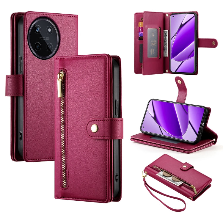 Nine Card-slot Zipper Wallet Bag Leather Phone Case, For Realme 12 5G, For Realme 12 Pro / 12 Pro+, For Realme C67 4G, For Realme 11 4G, For Realme 11 5G / 11x, For Realme C53 / Narzo N53 4G, For Realme 11 Pro / 11 Pro+, For Realme C65                 ...