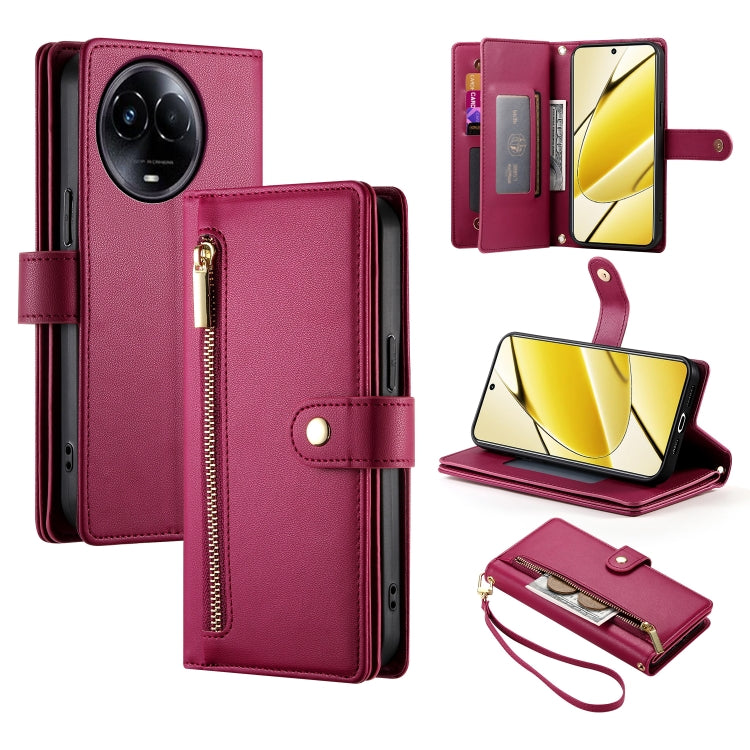 Nine Card-slot Zipper Wallet Bag Leather Phone Case, For Realme 12 5G, For Realme 12 Pro / 12 Pro+, For Realme C67 4G, For Realme 11 4G, For Realme 11 5G / 11x, For Realme C53 / Narzo N53 4G, For Realme 11 Pro / 11 Pro+, For Realme C65                 ...