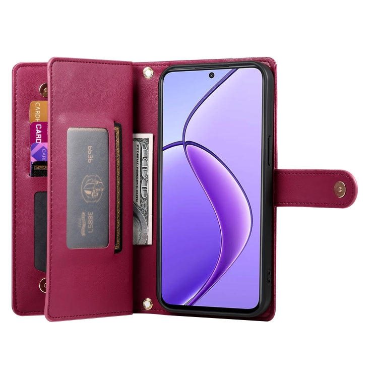 Nine Card-slot Zipper Wallet Bag Leather Phone Case, For Realme 12 5G, For Realme 12 Pro / 12 Pro+, For Realme C67 4G, For Realme 11 4G, For Realme 11 5G / 11x, For Realme C53 / Narzo N53 4G, For Realme 11 Pro / 11 Pro+, For Realme C65                 ...