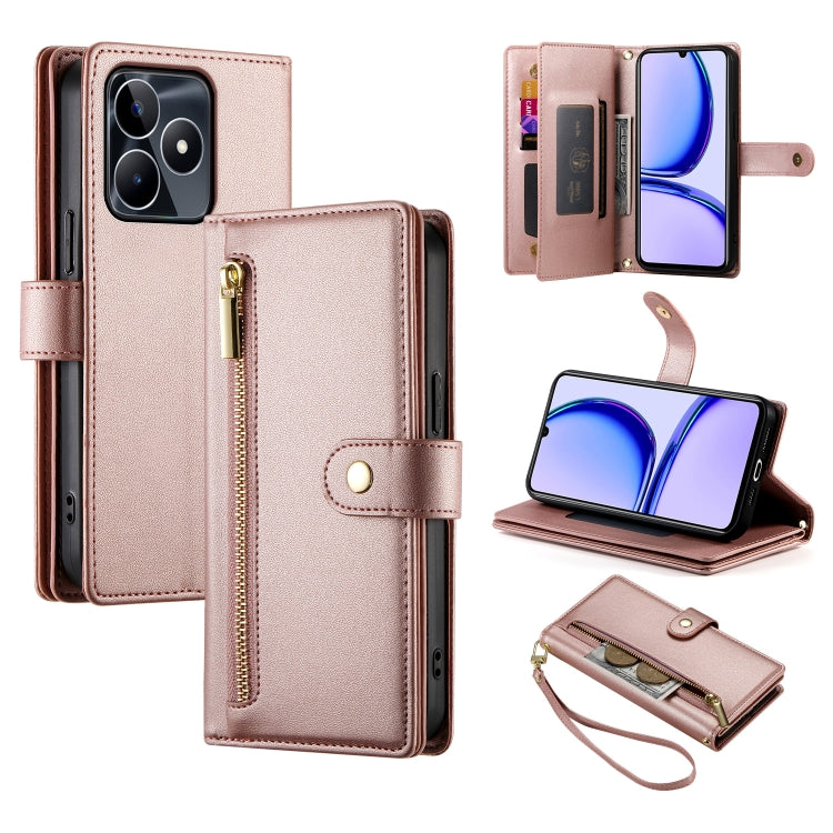 Nine Card-slot Zipper Wallet Bag Leather Phone Case, For Realme 12 5G, For Realme 12 Pro / 12 Pro+, For Realme C67 4G, For Realme 11 4G, For Realme 11 5G / 11x, For Realme C53 / Narzo N53 4G, For Realme 11 Pro / 11 Pro+, For Realme C65                 ...