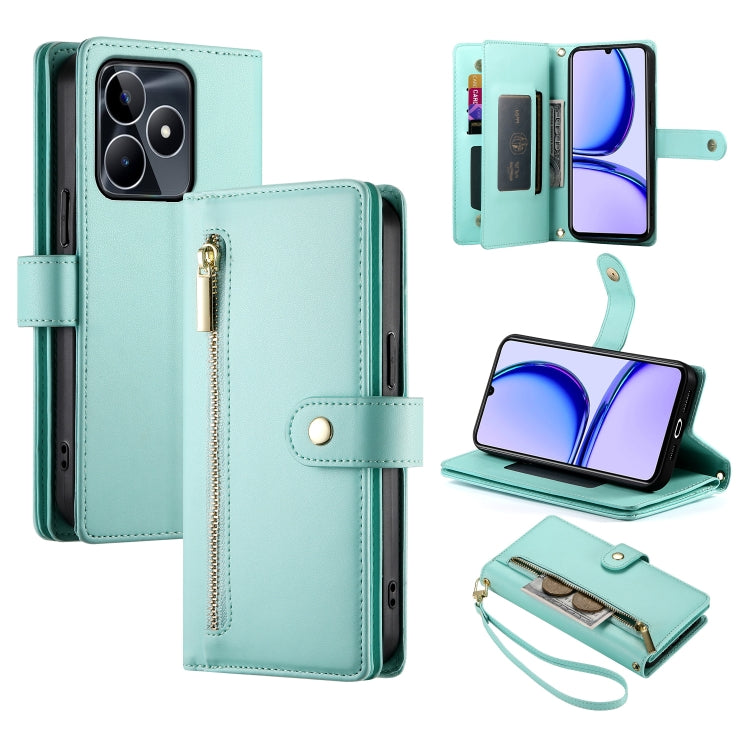 Nine Card-slot Zipper Wallet Bag Leather Phone Case, For Realme 12 5G, For Realme 12 Pro / 12 Pro+, For Realme C67 4G, For Realme 11 4G, For Realme 11 5G / 11x, For Realme C53 / Narzo N53 4G, For Realme 11 Pro / 11 Pro+, For Realme C65                 ...
