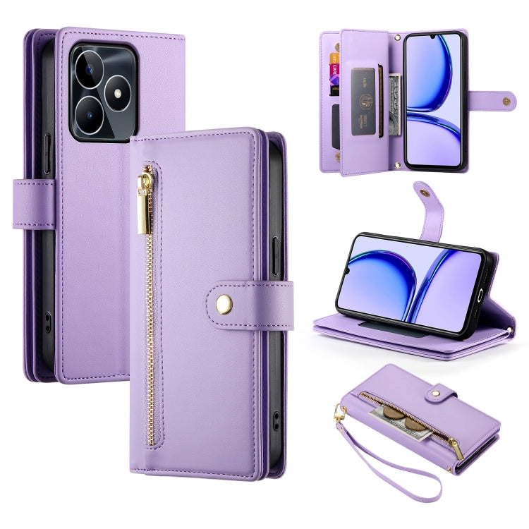 Nine Card-slot Zipper Wallet Bag Leather Phone Case, For Realme 12 5G, For Realme 12 Pro / 12 Pro+, For Realme C67 4G, For Realme 11 4G, For Realme 11 5G / 11x, For Realme C53 / Narzo N53 4G, For Realme 11 Pro / 11 Pro+, For Realme C65                 ...