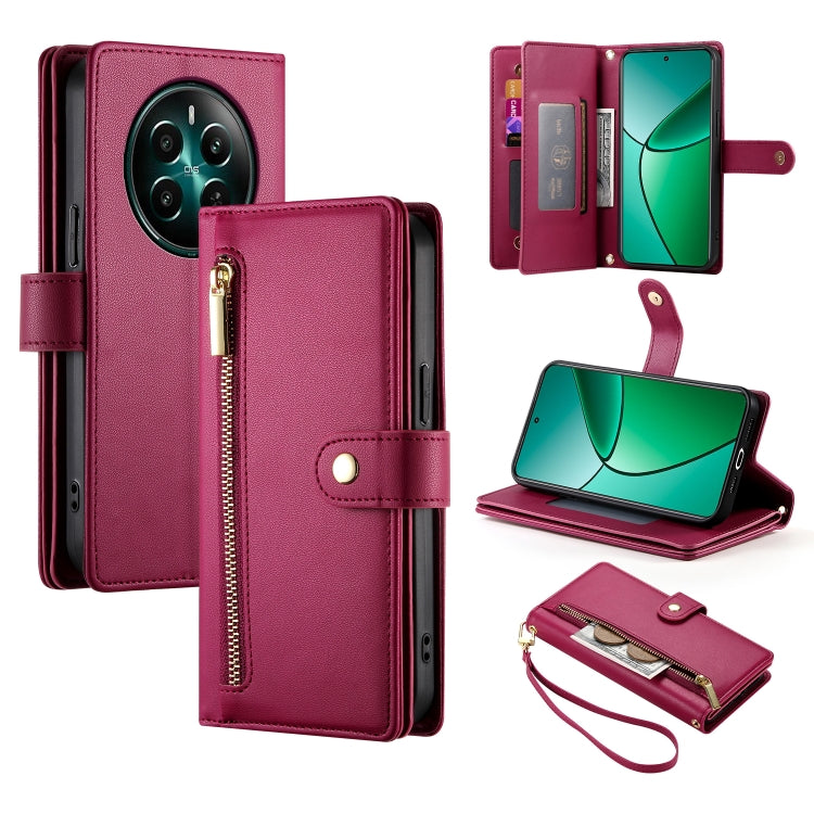 Nine Card-slot Zipper Wallet Bag Leather Phone Case, For Realme 16T 5G, For Realme C100 4G, For Realme 16 5G, For Realme C85 5G / Realme 15x 5G, For Realme C85 Pro 4G, For Realme 15T 5G, For Realme 15 5G / Realme 15 Pro 5G, For Realme 14 / Realme P3 5G...