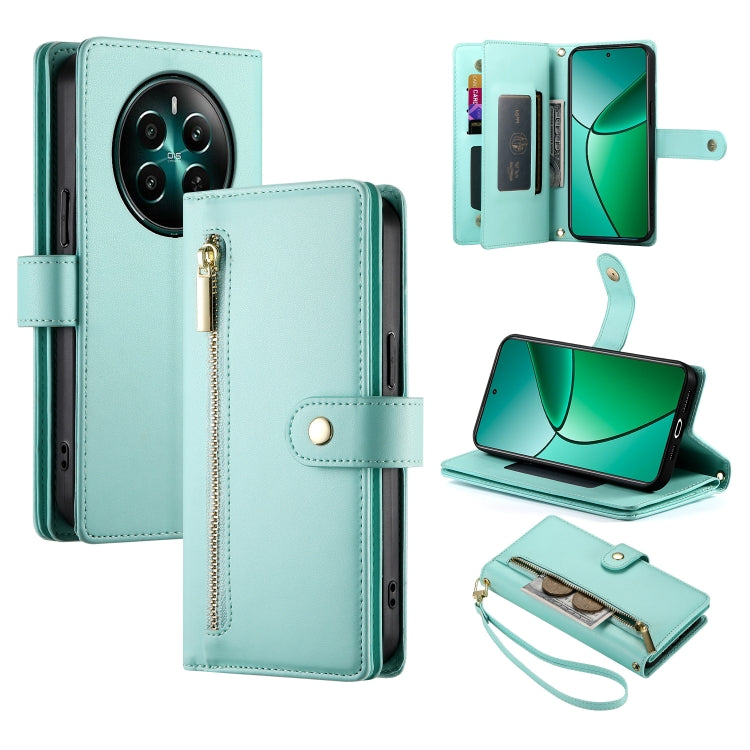 Nine Card-slot Zipper Wallet Bag Leather Phone Case, For Realme 16T 5G, For Realme C100 4G, For Realme 16 5G, For Realme C85 5G / Realme 15x 5G, For Realme C85 Pro 4G, For Realme 15T 5G, For Realme 15 5G / Realme 15 Pro 5G, For Realme 14 / Realme P3 5G...