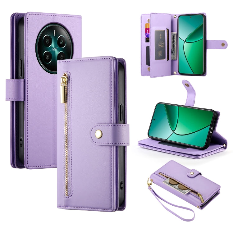 Nine Card-slot Zipper Wallet Bag Leather Phone Case, For Realme 16T 5G, For Realme C100 4G, For Realme 16 5G, For Realme C85 5G / Realme 15x 5G, For Realme C85 Pro 4G, For Realme 15T 5G, For Realme 15 5G / Realme 15 Pro 5G, For Realme 14 / Realme P3 5G...