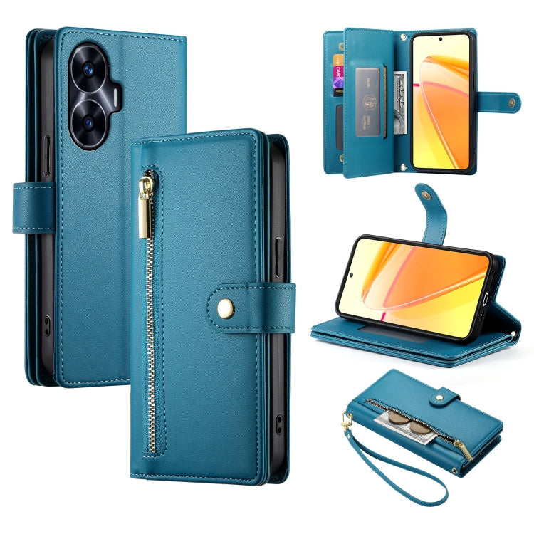 Nine Card-slot Zipper Wallet Bag Leather Phone Case, For Realme 12 5G, For Realme 12 Pro / 12 Pro+, For Realme C67 4G, For Realme 11 4G, For Realme 11 5G / 11x, For Realme C53 / Narzo N53 4G, For Realme 11 Pro / 11 Pro+, For Realme C65                 ...