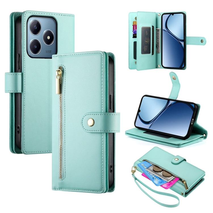 Nine Card-slot Zipper Wallet Bag Leather Phone Case, For Realme 16T 5G, For Realme C100 4G, For Realme 16 5G, For Realme C85 5G / Realme 15x 5G, For Realme C85 Pro 4G, For Realme 15T 5G, For Realme 15 5G / Realme 15 Pro 5G, For Realme 14 / Realme P3 5G...