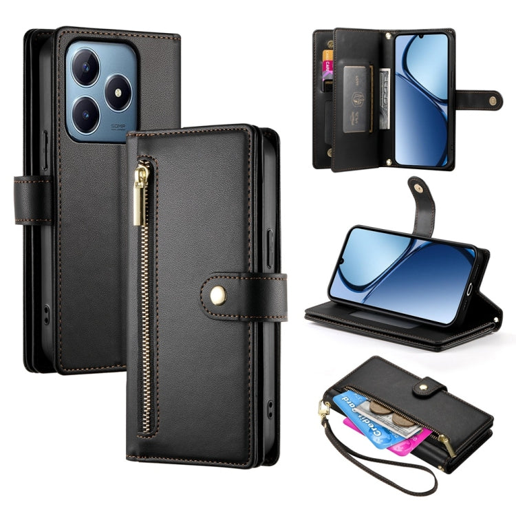 Nine Card-slot Zipper Wallet Bag Leather Phone Case, For Realme 16T 5G, For Realme C100 4G, For Realme 16 5G, For Realme C85 5G / Realme 15x 5G, For Realme C85 Pro 4G, For Realme 15T 5G, For Realme 15 5G / Realme 15 Pro 5G, For Realme 14 / Realme P3 5G...