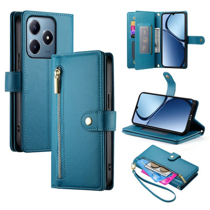 Nine Card-slot Zipper Wallet Bag Leather Phone Case, For Realme 16T 5G, For Realme C100 4G, For Realme 16 5G, For Realme C85 5G / Realme 15x 5G, For Realme C85 Pro 4G, For Realme 15T 5G, For Realme 15 5G / Realme 15 Pro 5G, For Realme 14 / Realme P3 5G...