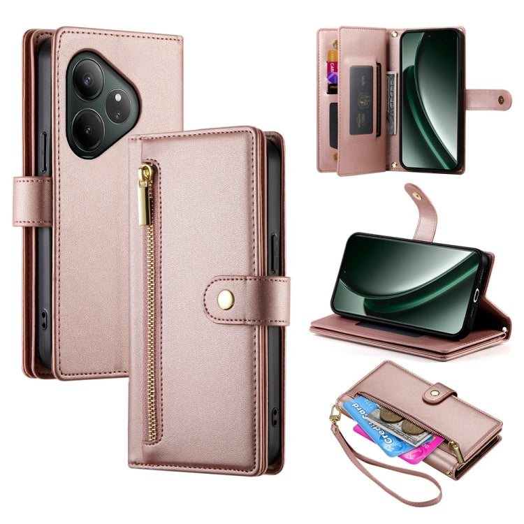Nine Card-slot Zipper Wallet Bag Leather Phone Case, For Realme 16T 5G, For Realme C100 4G, For Realme 16 5G, For Realme C85 5G / Realme 15x 5G, For Realme C85 Pro 4G, For Realme 15T 5G, For Realme 15 5G / Realme 15 Pro 5G, For Realme 14 / Realme P3 5G...