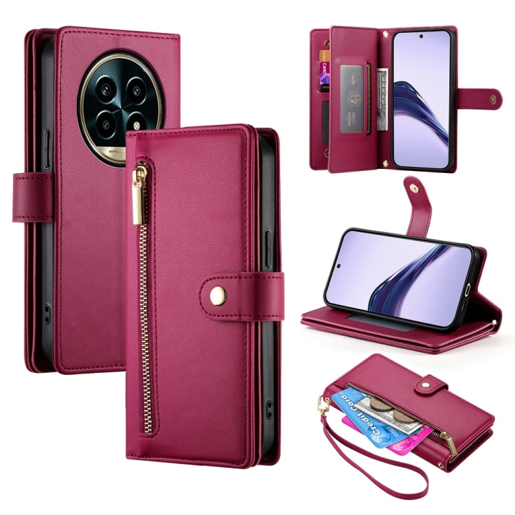 Nine Card-slot Zipper Wallet Bag Leather Phone Case, For Realme 16T 5G, For Realme C100 4G, For Realme 16 5G, For Realme C85 5G / Realme 15x 5G, For Realme C85 Pro 4G, For Realme 15T 5G, For Realme 15 5G / Realme 15 Pro 5G, For Realme 14 / Realme P3 5G...