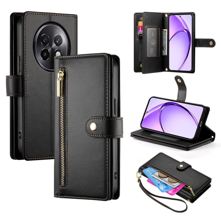 Nine Card-slot Zipper Wallet Bag Leather Phone Case, For Realme 16T 5G, For Realme C100 4G, For Realme 16 5G, For Realme C85 5G / Realme 15x 5G, For Realme C85 Pro 4G, For Realme 15T 5G, For Realme 15 5G / Realme 15 Pro 5G, For Realme 14 / Realme P3 5G...