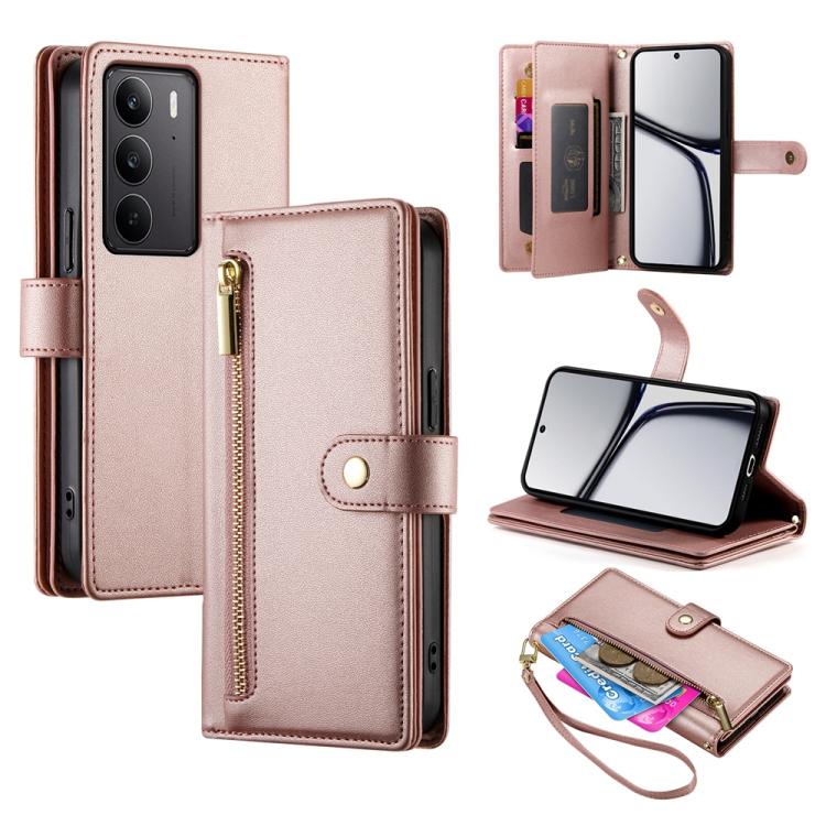Nine Card-slot Zipper Wallet Bag Leather Phone Case, For Realme 16T 5G, For Realme C100 4G, For Realme 16 5G, For Realme C85 5G / Realme 15x 5G, For Realme C85 Pro 4G, For Realme 15T 5G, For Realme 15 5G / Realme 15 Pro 5G, For Realme 14 / Realme P3 5G...
