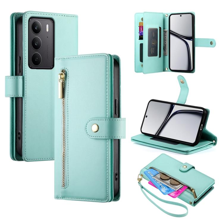 Nine Card-slot Zipper Wallet Bag Leather Phone Case, For Realme 16T 5G, For Realme C100 4G, For Realme 16 5G, For Realme C85 5G / Realme 15x 5G, For Realme C85 Pro 4G, For Realme 15T 5G, For Realme 15 5G / Realme 15 Pro 5G, For Realme 14 / Realme P3 5G...