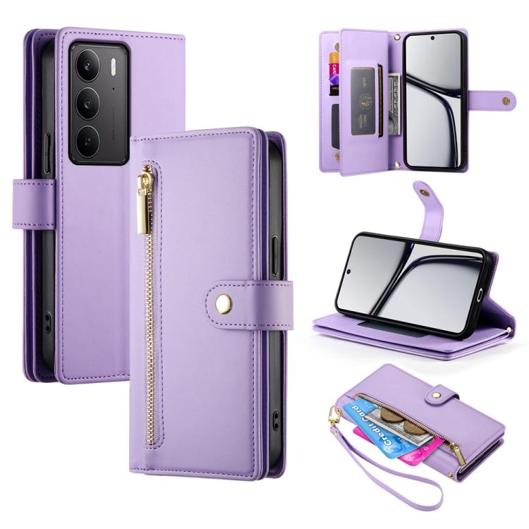 Nine Card-slot Zipper Wallet Bag Leather Phone Case, For Realme 16T 5G, For Realme C100 4G, For Realme 16 5G, For Realme C85 5G / Realme 15x 5G, For Realme C85 Pro 4G, For Realme 15T 5G, For Realme 15 5G / Realme 15 Pro 5G, For Realme 14 / Realme P3 5G...