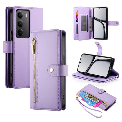 Nine Card-slot Zipper Wallet Bag Leather Phone Case, For Realme 16T 5G, For Realme C100 4G, For Realme 16 5G, For Realme C85 5G / Realme 15x 5G, For Realme C85 Pro 4G, For Realme 15T 5G, For Realme 15 5G / Realme 15 Pro 5G, For Realme 14 / Realme P3 5G...