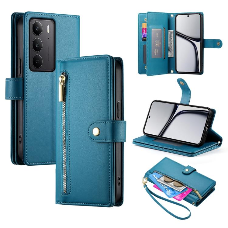 Nine Card-slot Zipper Wallet Bag Leather Phone Case, For Realme 16T 5G, For Realme C100 4G, For Realme 16 5G, For Realme C85 5G / Realme 15x 5G, For Realme C85 Pro 4G, For Realme 15T 5G, For Realme 15 5G / Realme 15 Pro 5G, For Realme 14 / Realme P3 5G...