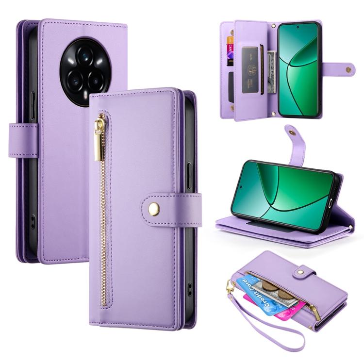 Nine Card-slot Zipper Wallet Bag Leather Phone Case, For Realme 16T 5G, For Realme C100 4G, For Realme 16 5G, For Realme C85 5G / Realme 15x 5G, For Realme C85 Pro 4G, For Realme 15T 5G, For Realme 15 5G / Realme 15 Pro 5G, For Realme 14 / Realme P3 5G...