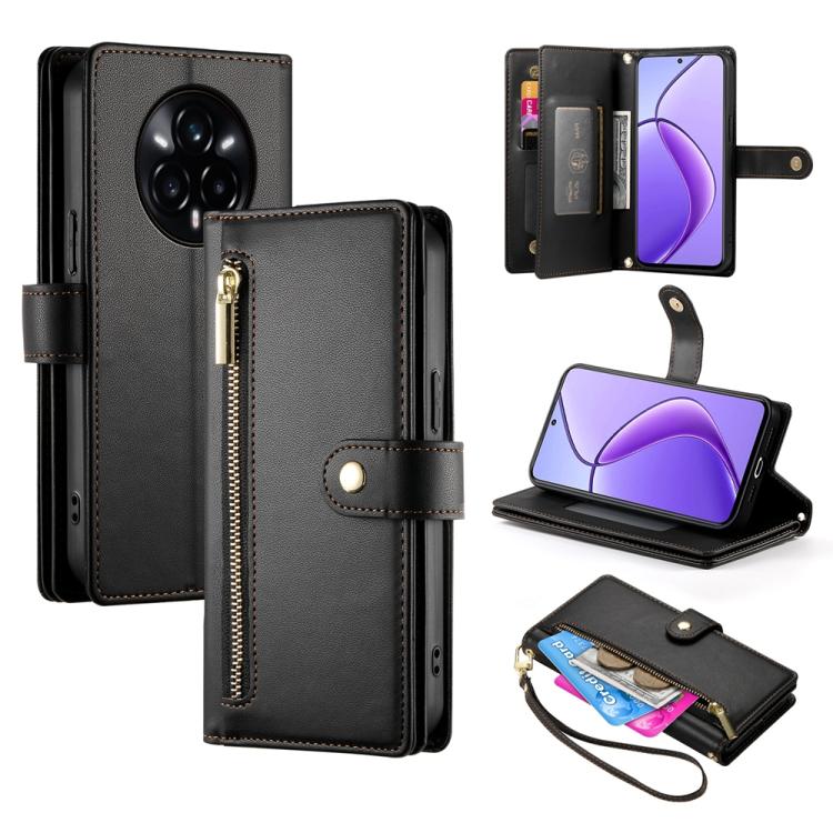 Nine Card-slot Zipper Wallet Bag Leather Phone Case, For Realme 16T 5G, For Realme C100 4G, For Realme 16 5G, For Realme C85 5G / Realme 15x 5G, For Realme C85 Pro 4G, For Realme 15T 5G, For Realme 15 5G / Realme 15 Pro 5G, For Realme 14 / Realme P3 5G...