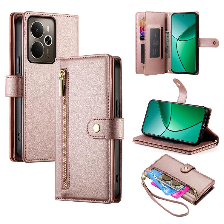 Nine Card-slot Zipper Wallet Bag Leather Phone Case, For Realme 16T 5G, For Realme C100 4G, For Realme 16 5G, For Realme C85 5G / Realme 15x 5G, For Realme C85 Pro 4G, For Realme 15T 5G, For Realme 15 5G / Realme 15 Pro 5G, For Realme 14 / Realme P3 5G...