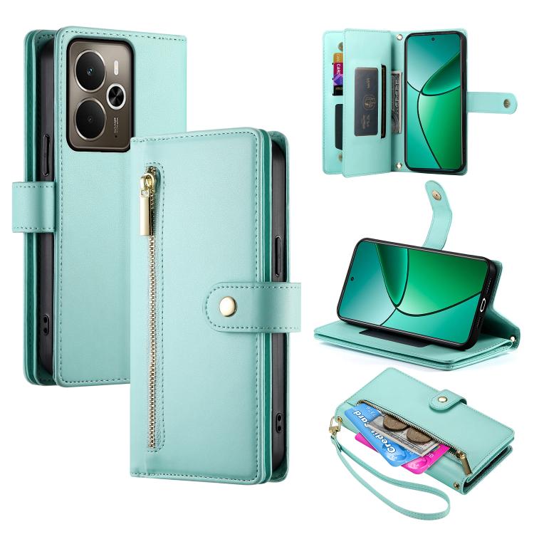 Nine Card-slot Zipper Wallet Bag Leather Phone Case, For Realme 16T 5G, For Realme C100 4G, For Realme 16 5G, For Realme C85 5G / Realme 15x 5G, For Realme C85 Pro 4G, For Realme 15T 5G, For Realme 15 5G / Realme 15 Pro 5G, For Realme 14 / Realme P3 5G...
